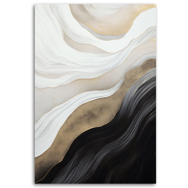 Kunstdruck auf Leinwand 'Golden Waves on Monochrome 3'