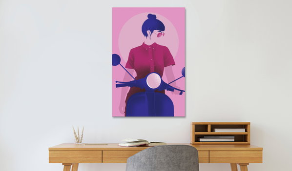 Kunstdruck auf Leinwand 'Girl on Scooter Vertical'