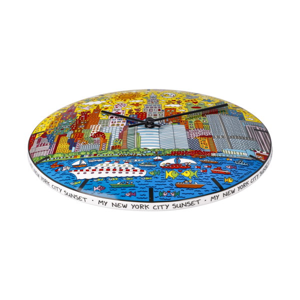 Porcelain clock 'Colorful Cityscape' by James Rizzi