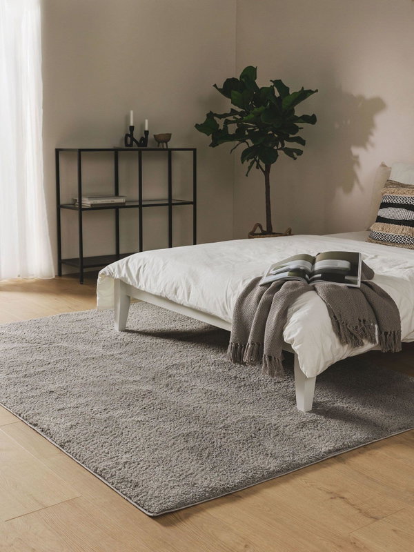 Design Hochflorteppich Soda Grau