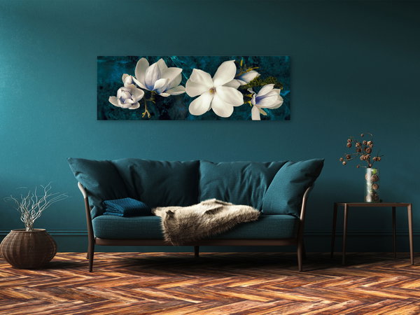 Kunstdruck auf Leinwand 'Avant-Garde Magnolia Narrow Turquoise'