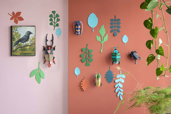 Wanddeko Papier 'Leuchtendes Käfer-Set'