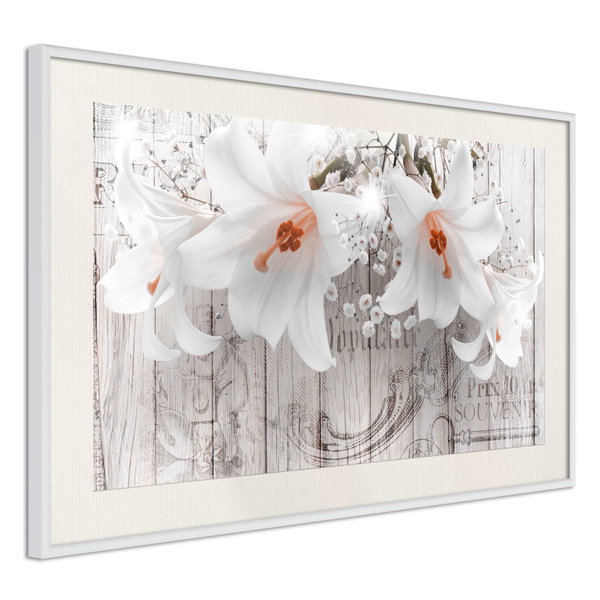 Poster 'Lilies on Wood'