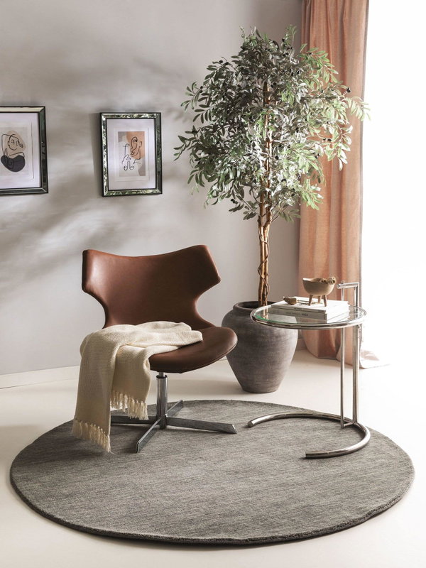 Design Runder Wolltepich Jamal Grau