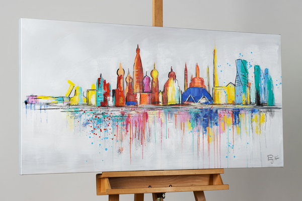 Handgemaltes Gemälde 'Moscow Skyline Silhouette' 120x60cm | inkl. Echtheitszertifikat