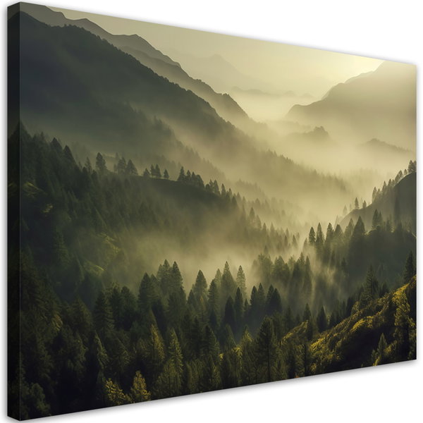 Kunstdruck auf Leinwand 'Misty Forest'