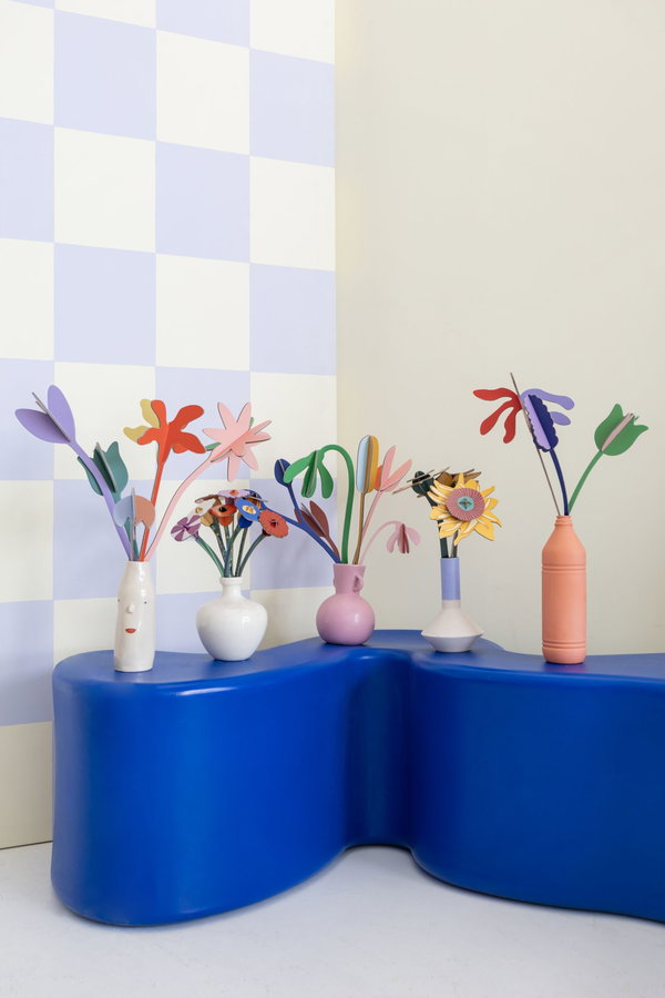 Papierskulptur 'Sonnenblumen-Trio'