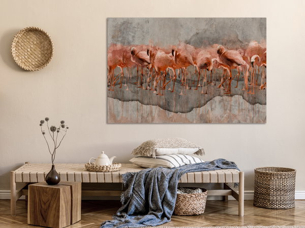 Kunstdruck auf Leinwand 'Flamingo Lake Wide'