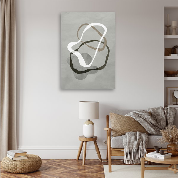 Kunstdruck auf Leinwand 'Gray Line and Shapes'