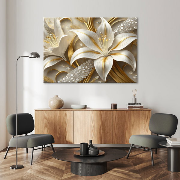 Kunstdruck auf Leinwand 'Golden Petal Symphony 4'