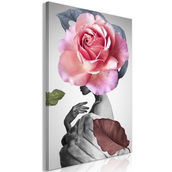 Kunstdruk op canvas 'Rose and Fur Vertical'