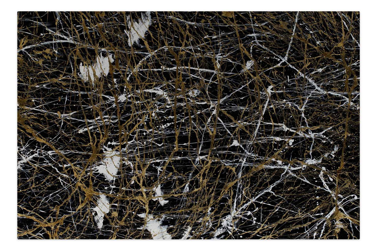 Olieverf schilderijen 'Shimmering Impulses' | Handgeschilderd unicum 180x120cm komt in de ruimte goed tot zijn recht.
