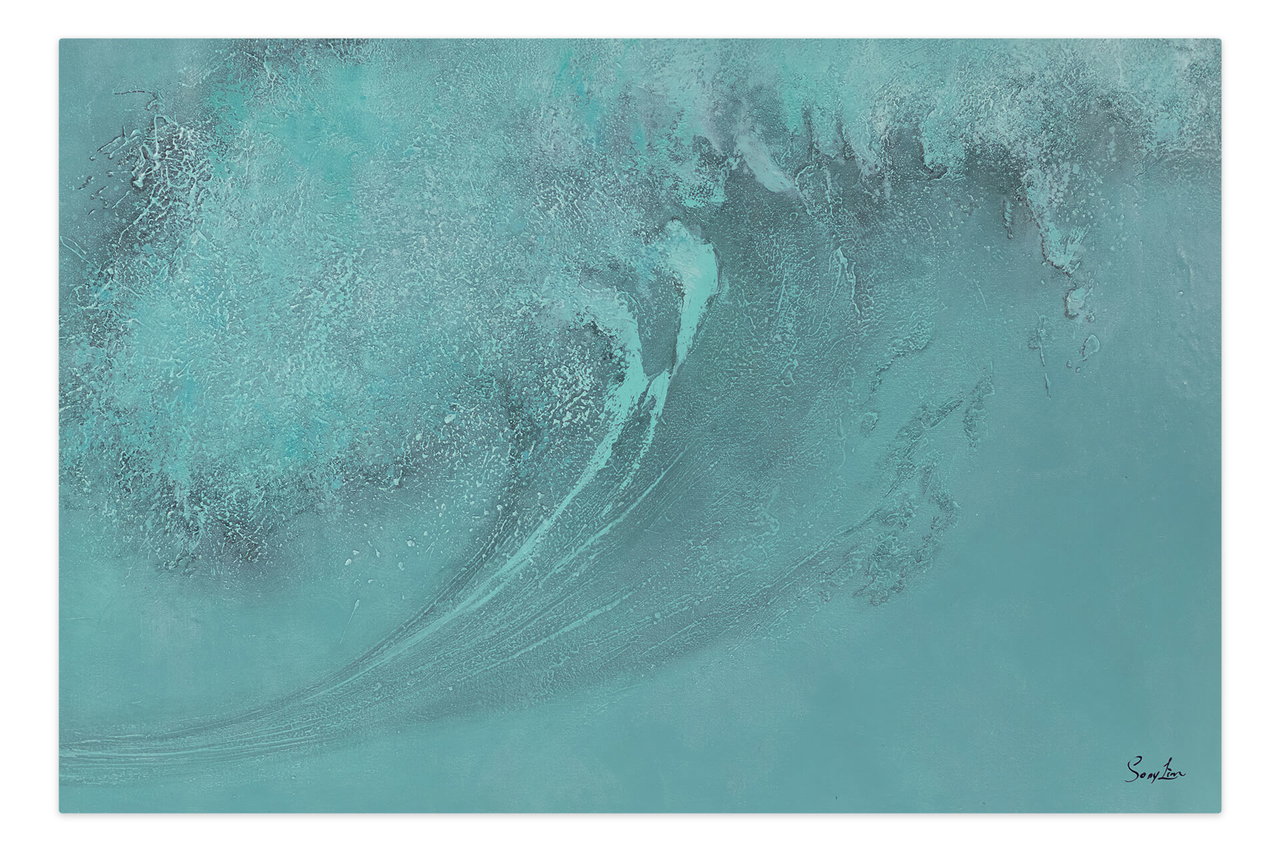 XXL Olieverf schilderijen 'Endless Wave' | Handgeschilderd unicum komt in de ruimte goed tot zijn recht.