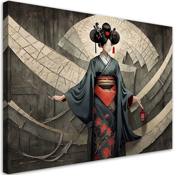 Canvas Poster 'Geisha with Lantern'