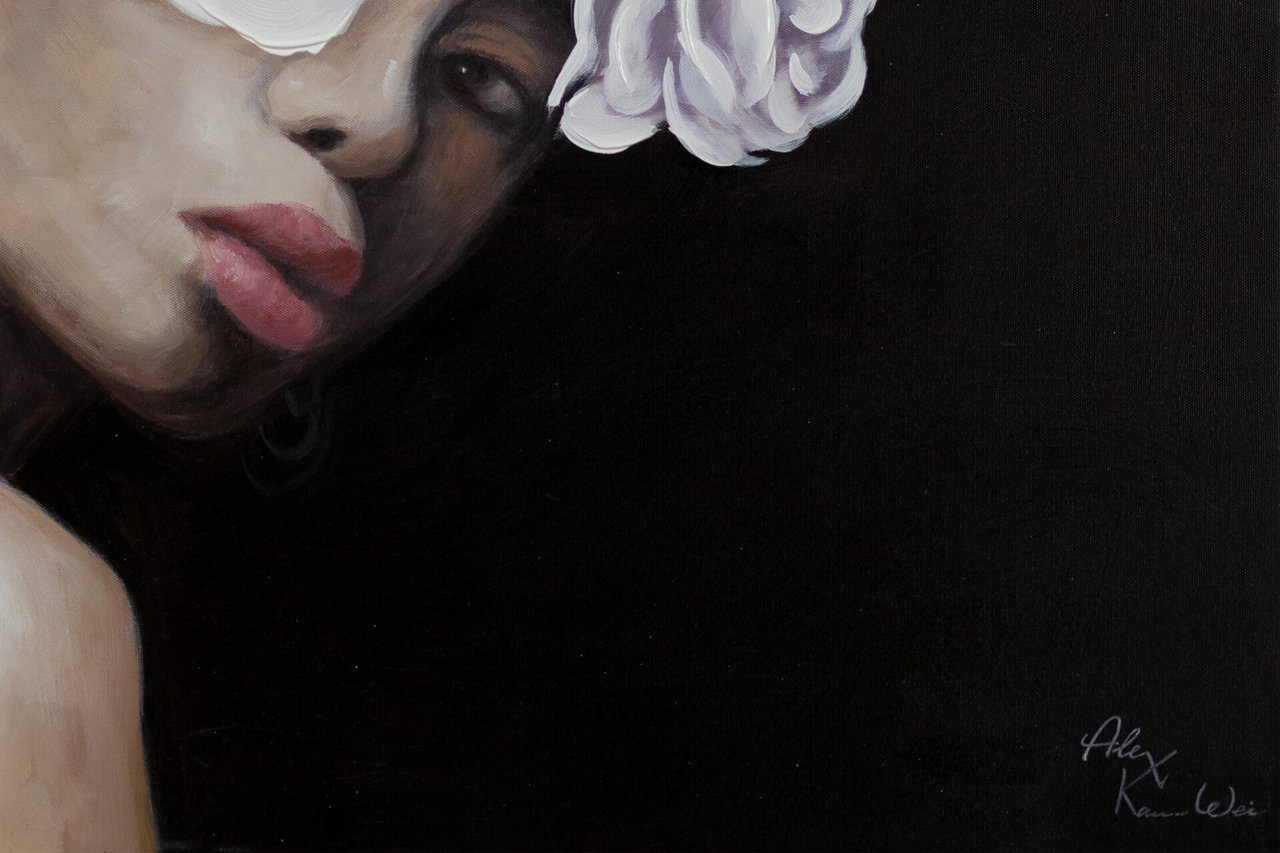 Handgeschilderd schilderij 'Queen of Roses' 80x80cm | incl. certificaat van echtheid in de ruimte.