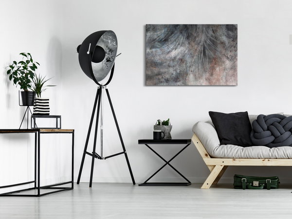 Kunstdruck auf Leinwand 'Grey Feather Wide'
