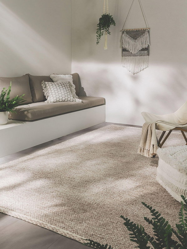 Design Teppich aus recyceltem Material Kiah Beige/Taupe