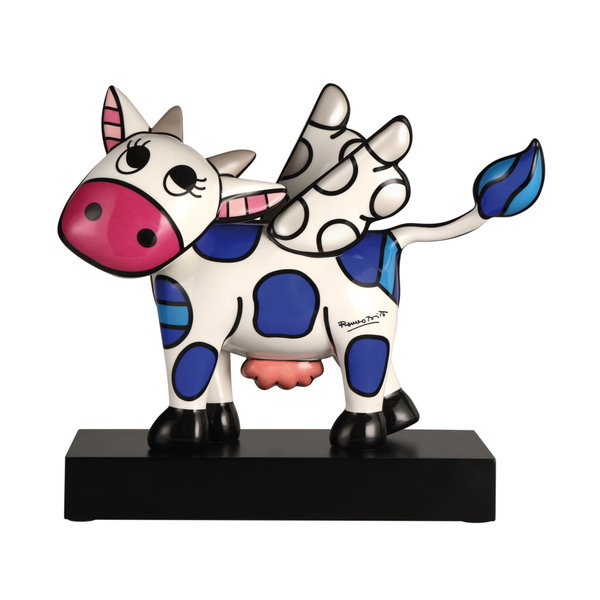 Figurine porcelaine 'Flying Cow' de Romero Britto 15,5x31x37,2cm