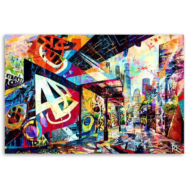 Kunstdruck auf Leinwand 'Vibrant Echoes of the City'