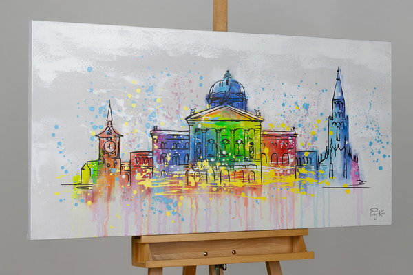 Handgemaltes Gemälde 'Bern Skyline Silhouette' 120x60cm | inkl. Echtheitszertifikat