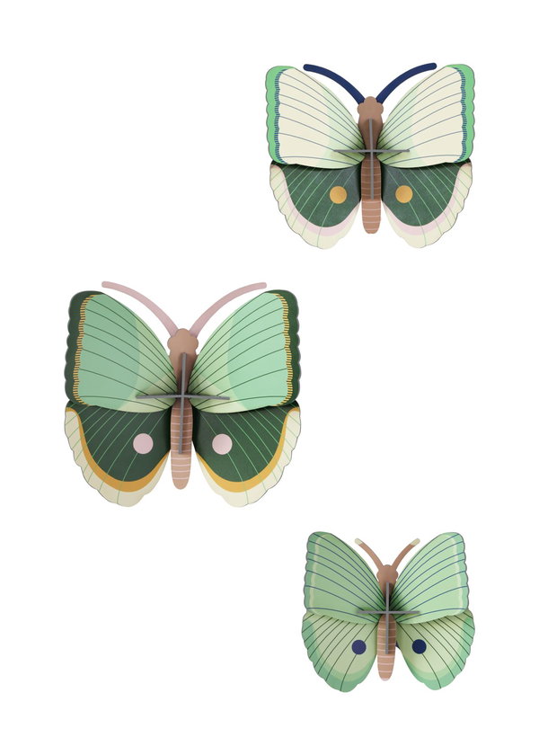 Arte de papel 3D 'Emerald Trio Butterflies'