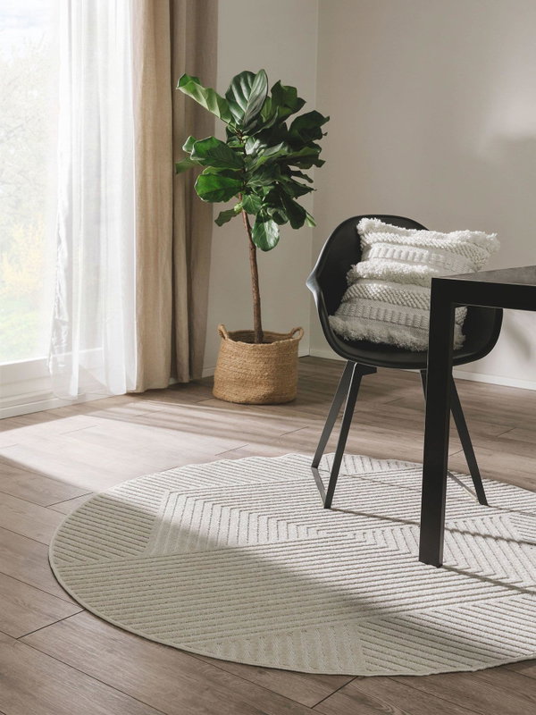 Design In- &amp; Outdoor Runder Teppich Mars Beige