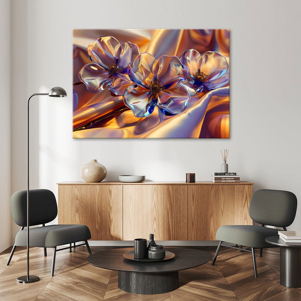 Kunstdruck auf Leinwand 'Golden Prism Blossoms 2'