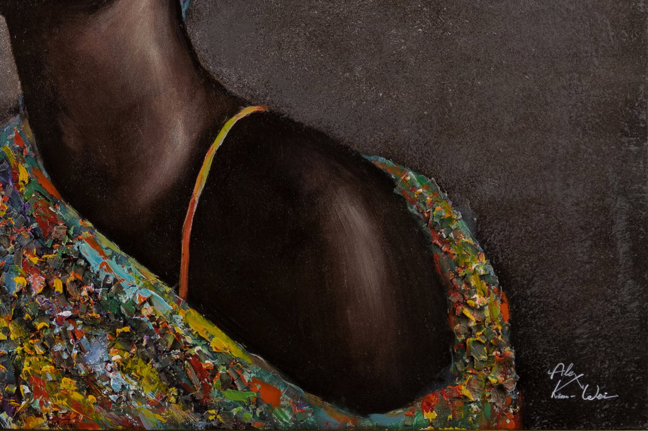 Handgeschilderd schilderij 'Beauty of Youth' 80x80cm | incl. certificaat van echtheid in de ruimte.