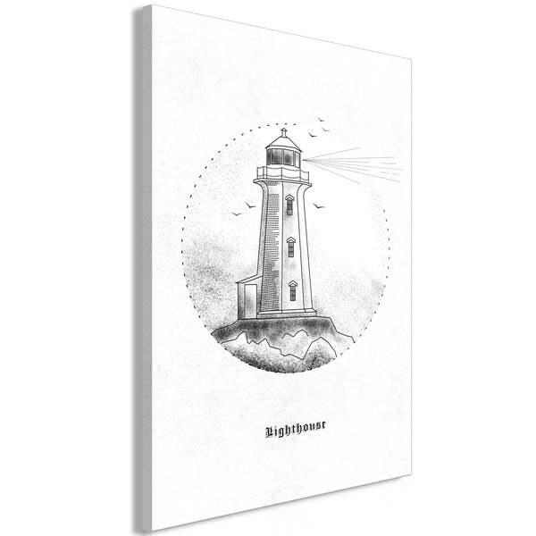 Impression sur toile 'Black and White Lighthouse Vertical'