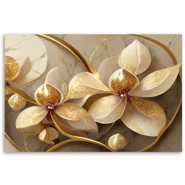 Kunstdruck auf Leinwand 'Golden Petal Symphony 7'