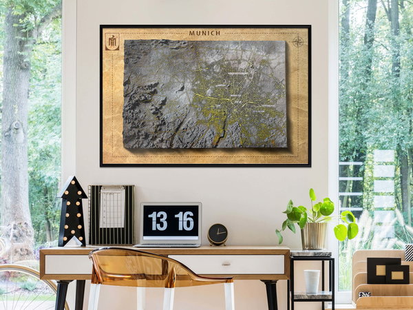 Poster 'Raised Relief Map: Munich'
