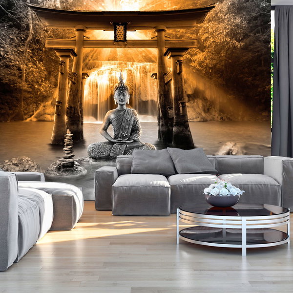 Tapet autoadeziv 'Buddha Smile (Orange)'