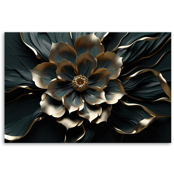 Kunstdruck auf Leinwand 'Metallic Petal Abstract Flower'
