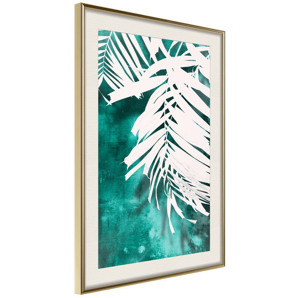 Poster 'White Palm on Teal Background'