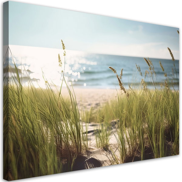 Kunstdruck auf Leinwand 'Serene Beach Grass Scene'