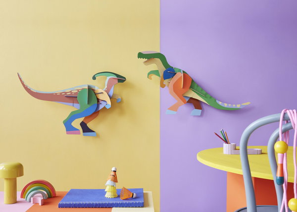 Wanddeko Papier 'Leuchtender T-Rex-Bastelspaß'