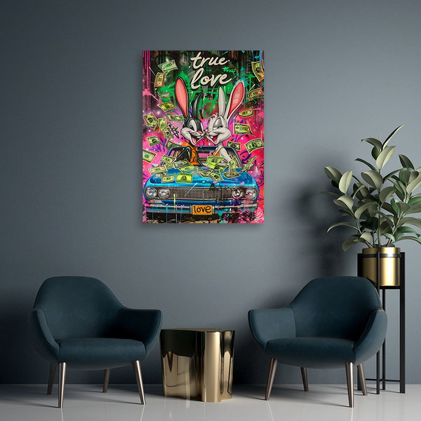 Kunstdruck auf Leinwand 'Bunny-Money Love'