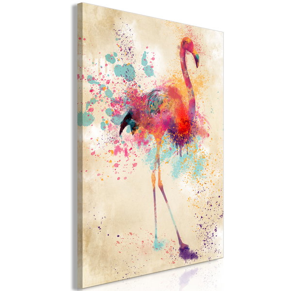 Stampa artistica su tela 'Watercolor Flamingo Vertical'