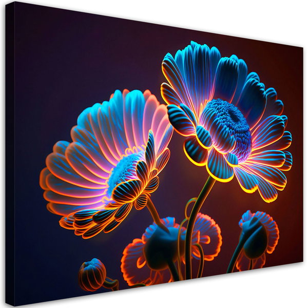 Kunstdruck auf Leinwand 'Neon Blooms 1'