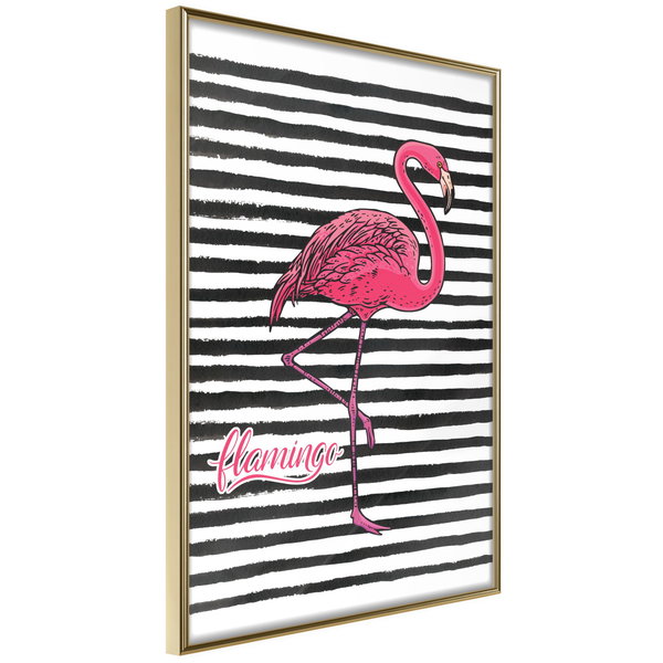 Poster 'Black Stripes and Flamingo'