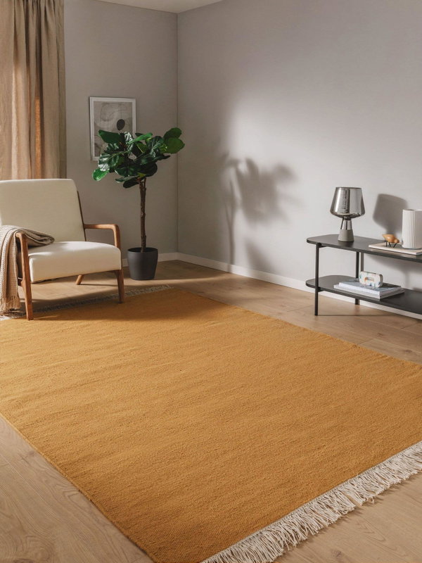 Design Wollteppich Liv Gelb