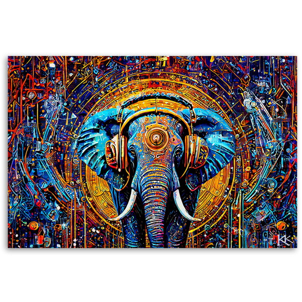 Kunstdruck auf Leinwand 'Electro Elephant Rhapsody'