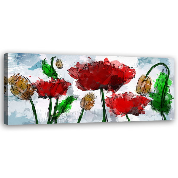 Kunstdruck auf Leinwand 'Blossoming Poppies'