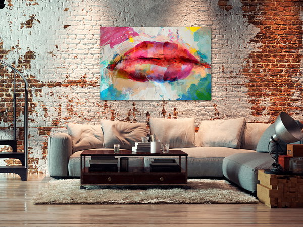 Kunstdruck auf Leinwand 'Artistic Lips Wide'