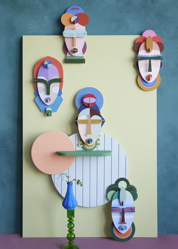 Wanddeko Papier 'Moderne Stammesmaske'