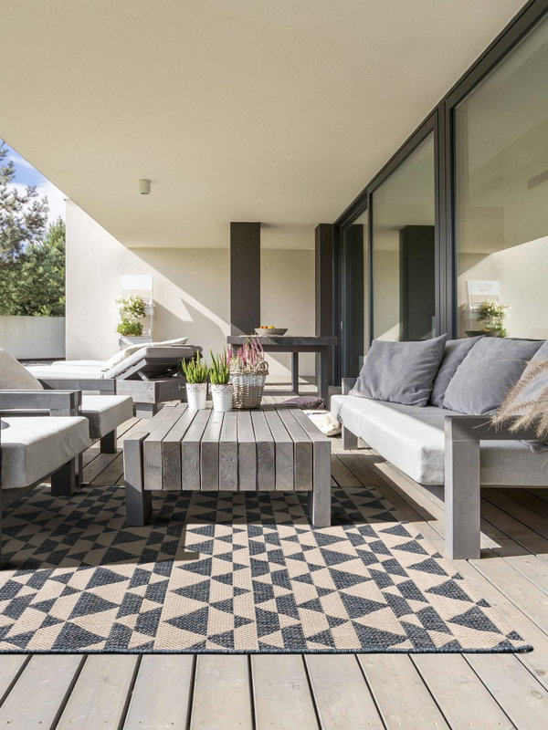 Design In- &amp; Outdoor-Teppich River Beige/Blau