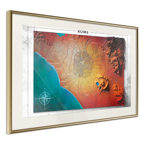 Poster 'Raised Relief Map: Rome'