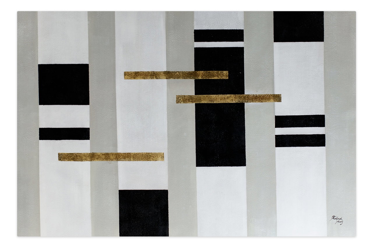 Olieverf schilderijen 'Abstract Contemplation' | Handgeschilderd unicum 180x120cm komt in de ruimte goed tot zijn recht.