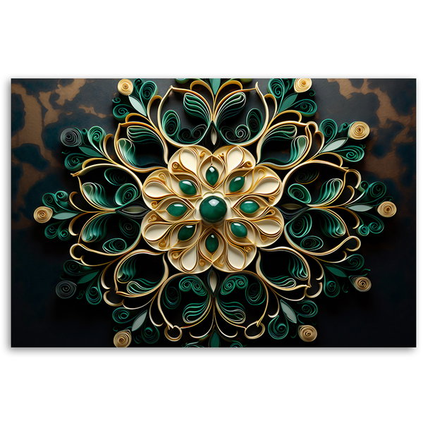 Kunstdruck auf Leinwand 'Green Intricate Floral Pattern'