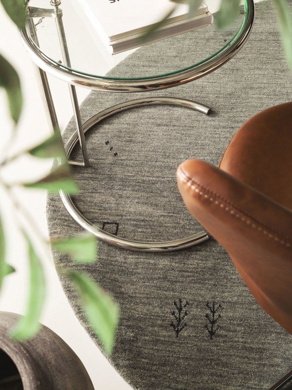 Design Runder Wolltepich Jamal Grau